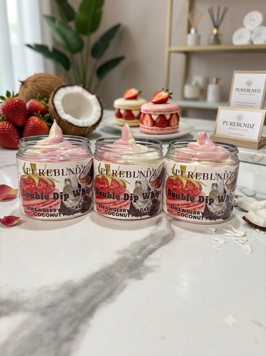 DOUBLE DIP WHIPZ:Strawberry Macaron & Coconut Passion Whipped Body Butter